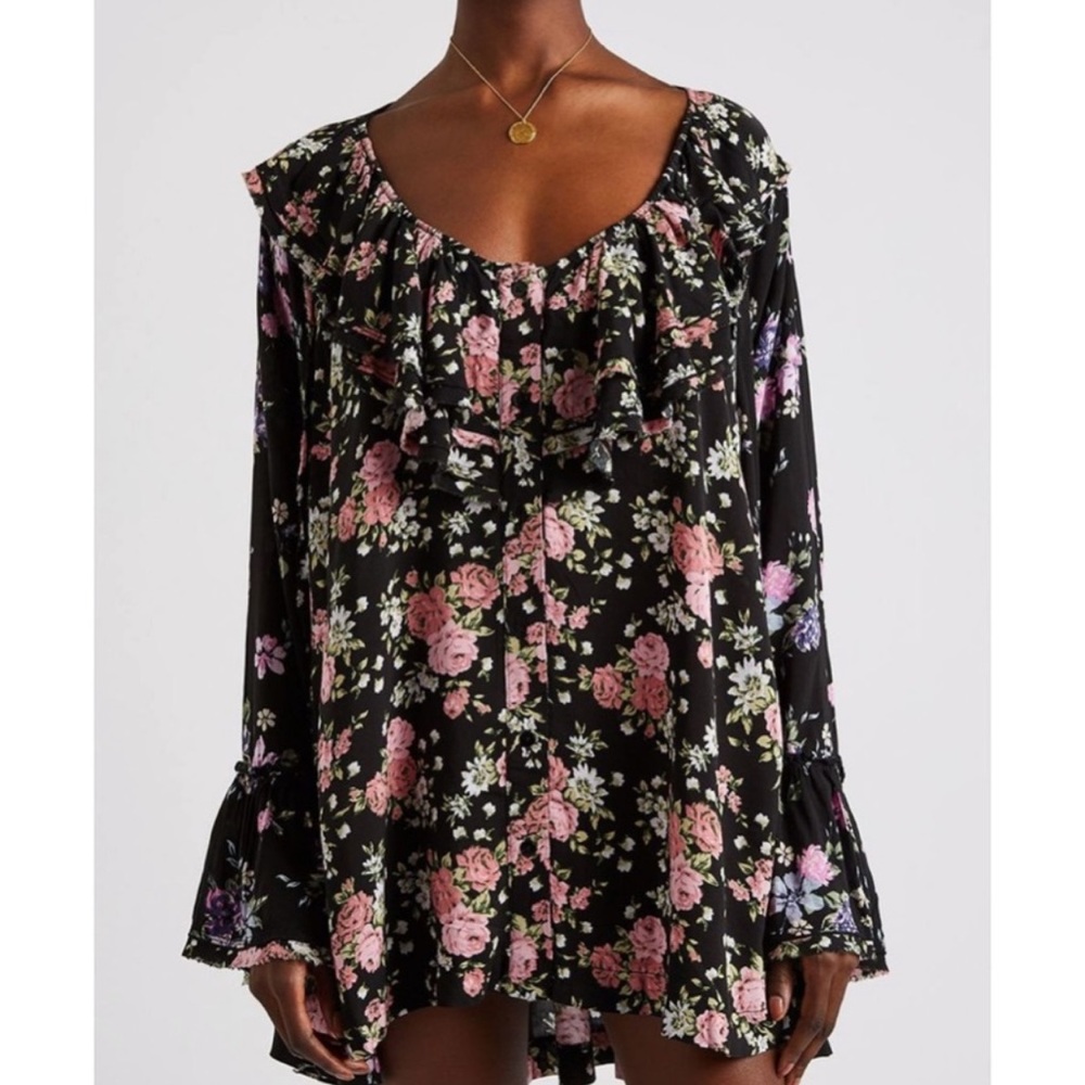 FREE PEOPLE LORETTA LONG SLEEVE POETS TOP MEDIUM LARGE - Picture 6 of 10